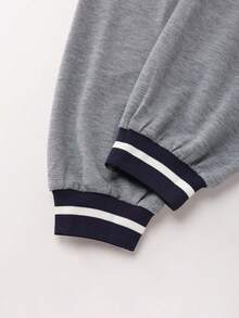 Zielony Sweatshirt Wanita Kasual Luar Ruangan Longgar dengan Warna Kontras untuk Ski dan Aktivitas Olahraga, Musim Gugur/Dingin - Grey - View 3
