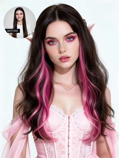 Kawaii 10pcs Tape In 100% Human Hair Extensions Pink Color 25g 18 Inch Silky Seamless Invisible For Thin Hair Woman Top Quality Thick Ends Healthy And Durable Human Hair Extensions Invisible Tape In For Salon Halloween Costumes