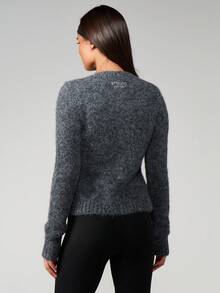 MISSGUIDED Long Sleeve Button Front Cardigan With Fuzzy Knit Texture And Cropped Length For Fall Winter Layering - Grey - View 2