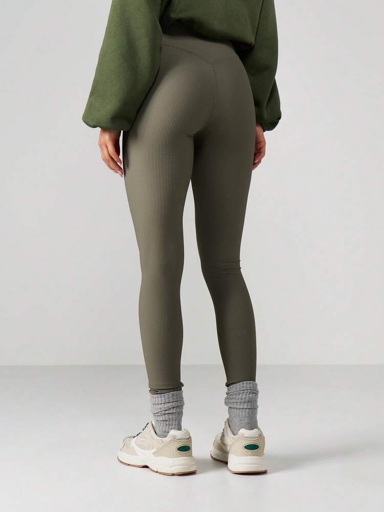 MISSGUIDED Leggings sportivi senza cuciture a vita alta, a costine, elastici, compressivi, per allenamento, palestra, yoga, prestazioni attive