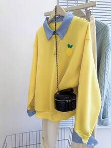 Resyla 秋冬新款休闲学院风女式卫衣 - 黃色 - 查看 6