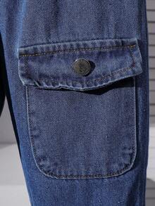 Genkimix Kids 男童休闲套装两件套，宽松圆领牛仔拼接T恤+宽松牛仔裤，春秋季