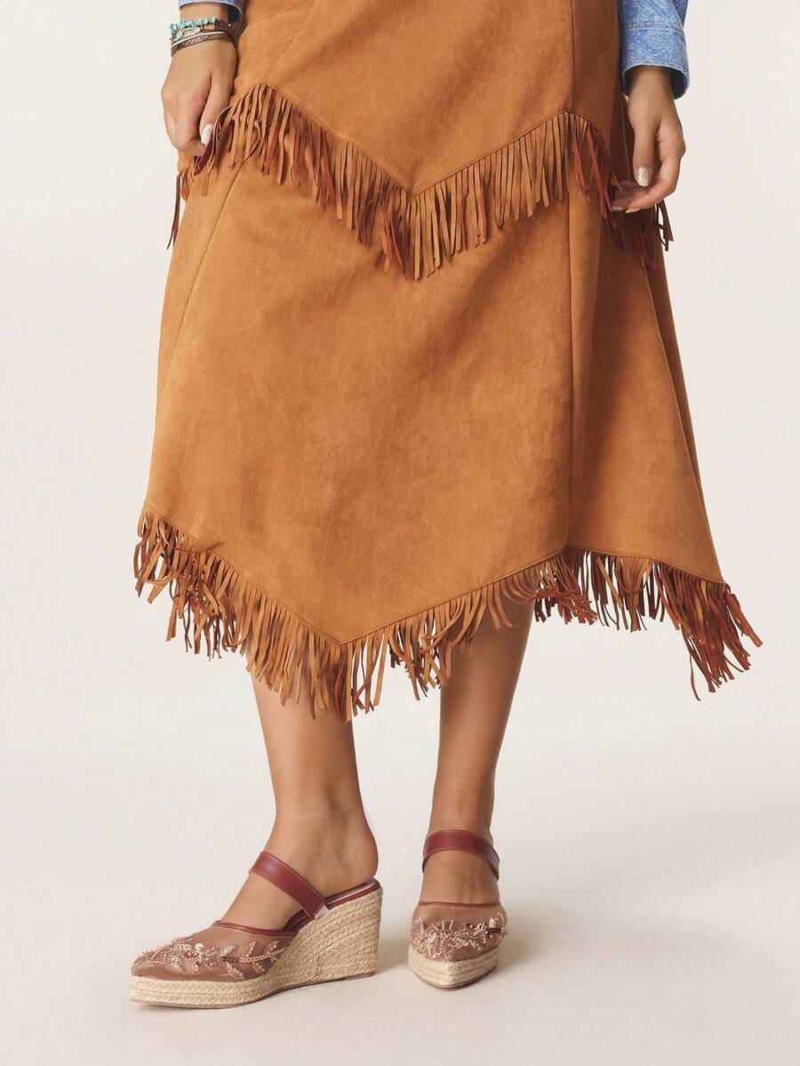Styleloop Sandalias de plataforma con cuña de malla marrón, bordadas y tejidas con cuerda, adecuadas para fiestas, bodas, uso diario y vacaciones - Marrón - Ver 1