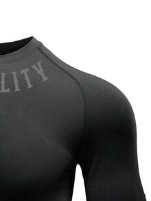 Gym Rark Áo thun thể thao dài tay cổ cao màu đen in chữ dành cho nam, kiểu dáng ôm sát. - màu đen - Xem 6