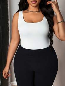 Truni Top tank de cuello scoop unicolor - Blanco - Ver 4