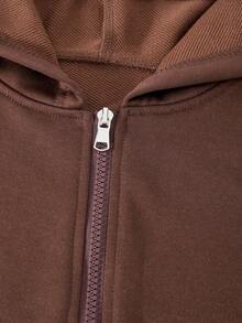 SHEIN ChillGRL Teen Girl Casual Contrast Trim Hooded Jacket And Wide Leg Pants Set, Autumn