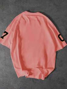 SHEIN 男士撞色印花圆领短袖T恤 - 彩色 - 查看 2