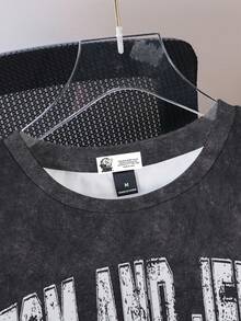 TOM & JERRY X SHEIN 男士休闲街头图案和字母印花水洗短袖 T 恤，夏季 - 白色 - 查看 3