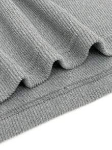 Manfinity Dauomo Men's Crew Neck Ribbed Half-Button Casual Everyday Commute Long Sleeve T-Shirt - Light Grey - View 5