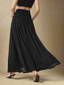 BizChic Women's Black Autumn Classy Elegant Date Night Sheer Mesh A-Line Skirt,Vintage Chic Waist Ruched Design,Versatile Casual Party Wedding Guest - Black - View 1