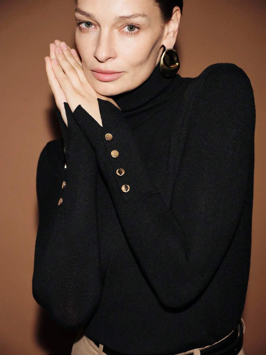 Lumivelle 百搭高领休闲百搭长袖针织打底衫