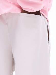 SUMWON Straight Fit Pants With Pintucks Black Piping Detail Relaxed Casual Trousers Fall Winter Streetwear - Apricot - View 7