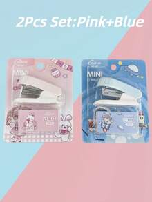 1个/2个装小型卡通订书机及订书钉，经典设计，适合办公学习、学校用品、圣诞礼物、返校季使用 - 彩色 - 查看 4