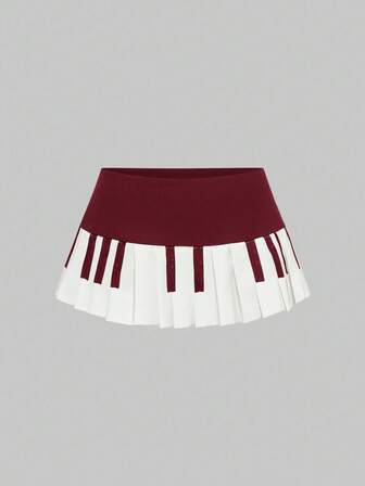 Grunge Punk Jupe mini micro Y2K pour femmes, robe vintage à taille ultra basse avec imprimé clavier de piano plissé