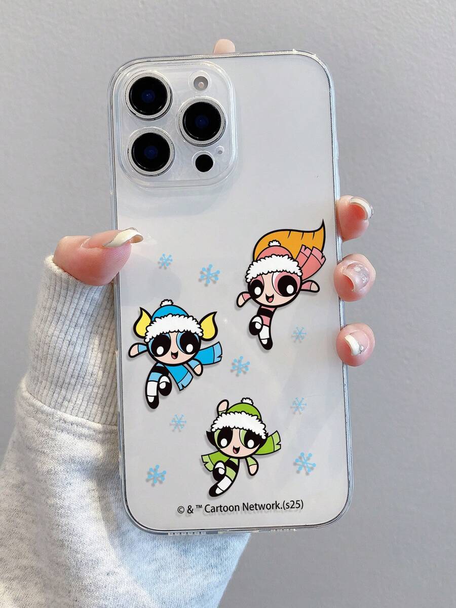 THE POWERPUFF GIRLS X SHEIN 卡通魔法风格女款手机壳，带细孔镜头保护，兼容Pixel、Infinix和苹果手机。Redmi手机壳 - 彩色 - 查看 1