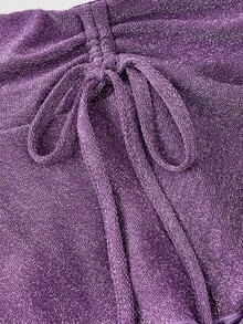 SHEIN MOD Twist Strap Camisole Top With Ruffle Hem Pleated Mini Skirt, Shiny Fabric, Romantic Elegant Cute 2-Piece Set For Women - Purple - View 5