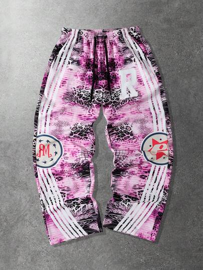 Herren Leopard Muster Jogginghose mit elastischem Bund und weiter Passform