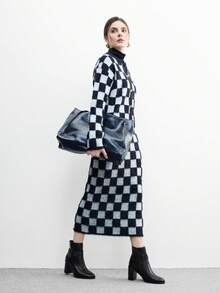 CUCCOO BIZCHIC Botas de tobillo de tacón alto grueso versátiles y de uso diario para mujer - Negro - Ver 6