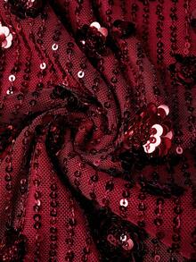 Ellevyn 亮片镂空露背束腰连衣裙 舞会礼服 约会之夜礼服 - 酒紅色 - 查看 6