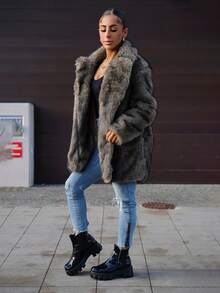 SAYEHFBABY Manteau ouvert sexy et moelleux pour l'automne/l'hiver - Multicolore - Voir 1