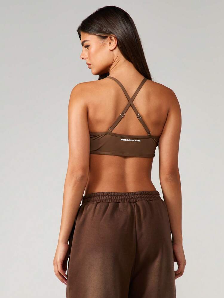 MISSGUIDED Active Scoop Neck Cross Back Adjustable Strap Sports Bra For Training Workout Gym