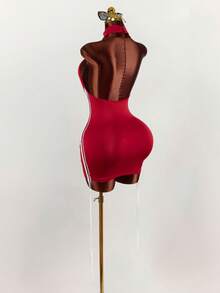 Amplova Váy ôm sát cơ thể gợi cảm hở lưng dây chéo bên hông dành cho nữ, phong cách thể thao và sang trọng - Đỏ - Xem 12