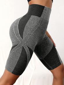 Gameset SHEIN Sport Two Tone Tummy Control Sports ShortsWomen Sweat Short, Gym Short, Biker Short - Dark Grey - View 4