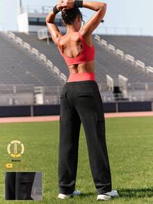 GLOWMODE 日常羊毛阔腿可调节抽绳腰部工装裤日常休闲