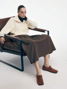 Mnmlis 女士休闲百搭通勤简约平底乐福鞋 - 咖啡棕 - 查看 6