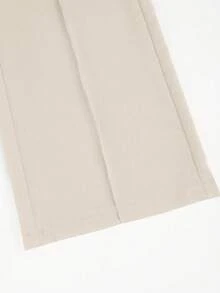 SHEIN Unity Women's Casual Straight Leg Suit Pants Apricot Long Plain Fabric With Zipper - Apricot - View 5