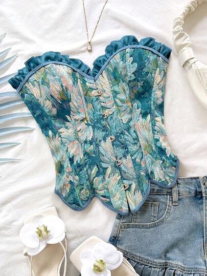 Soleia Women's Elegant Printed Bandeau Top Vacation Elegant Women's Blouses  Summer Outfits  Holiday Vacation  Wedding Guest Dress For Women  Valentine's Day  Summer Outfits