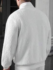 Manfinity Homme Men's Letter Graphic Zip-Up Casual Pullover Pullover Sweatshirt Men Zip Up Mens Casual Tops - Grey - View 4