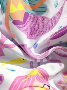 Sparklyn 女婴可爱鲸鱼印花长袖连体泳衣，紫色，适合夏季和度假