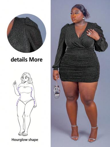 CurvyTilda Vestido mini ajustado con brillo y sexy para fiesta de talla grande