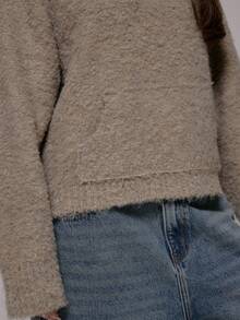 MUSERA Fluffy Knit Oversized Hoodie  Fall Autum Winter Streetwear Cool Girl Y2K Everyday Casual Sepia - Apricot - View 6