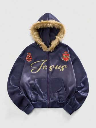 Herren Lässig College Stil Reißverschluss Hoodie, Herbst/Winter