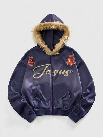 Sudadera con capucha con cremallera de estilo universitario casual para hombre, otoño/invierno