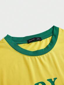 FeverCity 男士休闲爸爸男孩图案圆领长袖T恤 - 黃色 - 查看 4