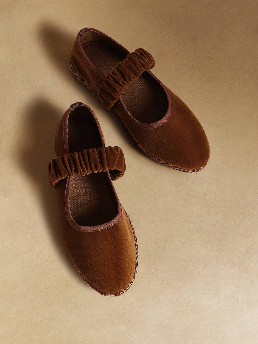 Rosivie 女士休闲百搭平底一脚蹬鞋，适合日常通勤 - 棕色 - 查看 1