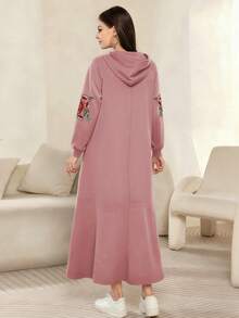 Modelyn 花卉刺绣时尚插肩袖长袖女式连衣裙，春秋季 - 彩色 - 查看 2