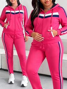 Big City Women Two-Piece Outfits - Hot Pink - View 1