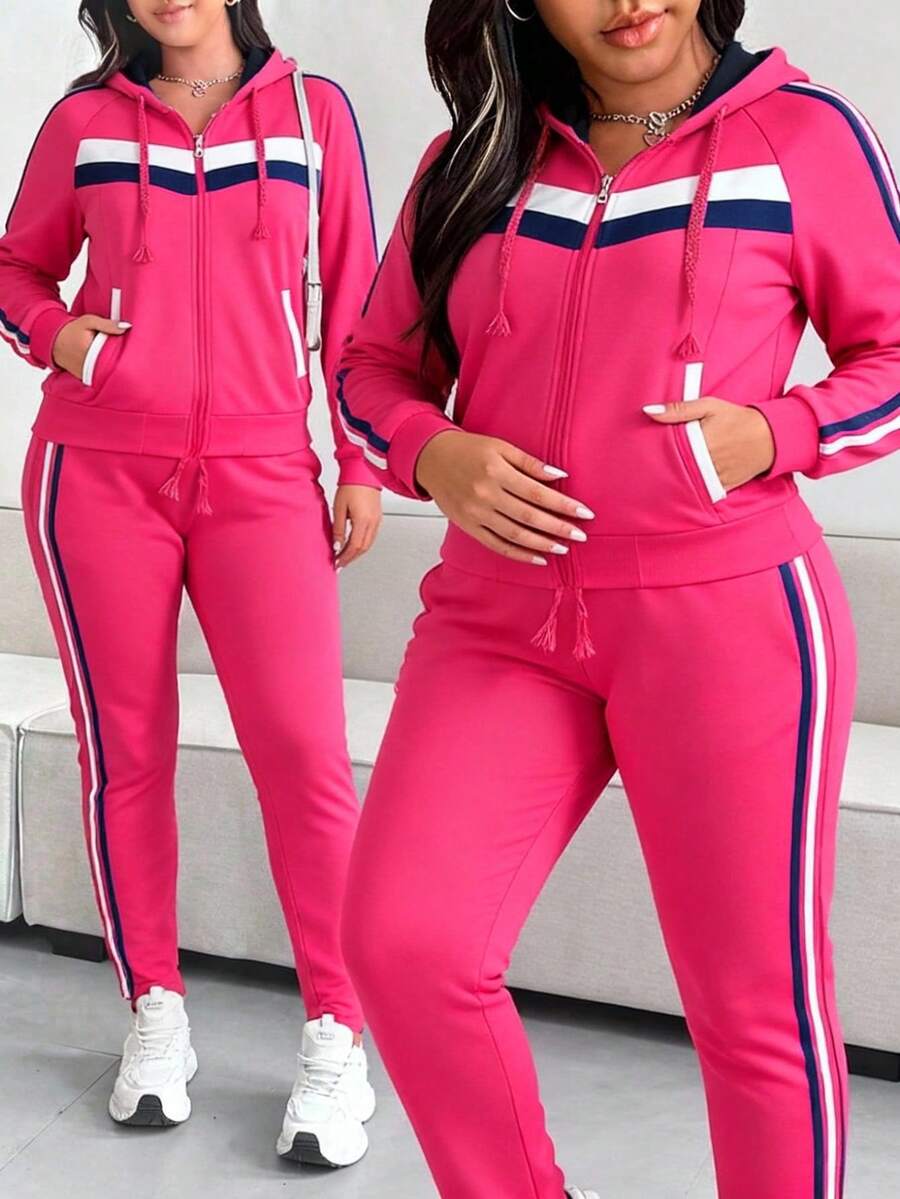 Big City Women Two-Piece Outfits - Hot Pink - View 1