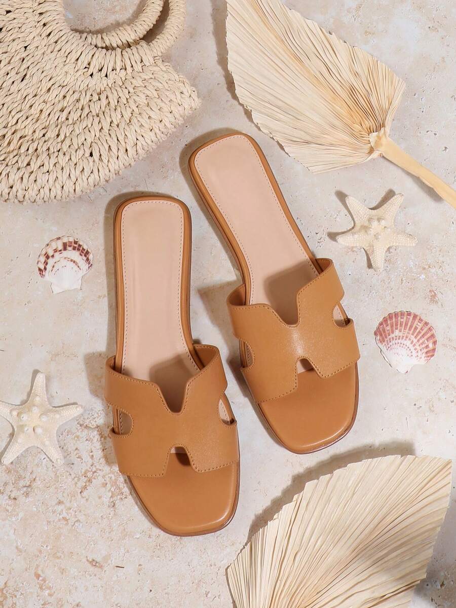 SHUZIA 经久不衰的畅销款女士奢华灵感镂空露趾经典PU金色拖鞋