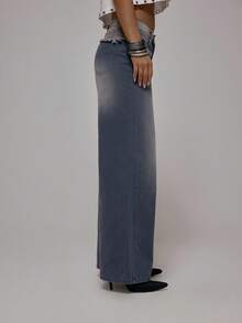 MUSERA Washed Ripped Back Detail Straight Leg Trousers Fall Autum Winter Streetwear Cool Girl Y2K Everyday Casual Sepia Spring Summer - Dark Grey - View 3