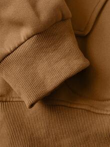 Manfinity Dauomo 男士半拉链口袋休闲百搭长袖连帽卫衣 - 駝色 - 查看 5