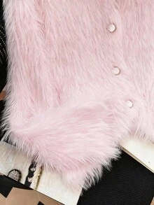 SHEIN Clasi 大码女式纯色简约休闲长袖开衫 - 粉色 - 查看 4