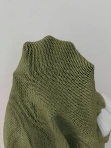 Elenzga Nuevo cárdigan corto de punto ajustado con cuello redondo y puños con volantes, con diseño de botón metálico, dulce y versátil para una cita, el Día de San Valentín - Verde militar - Ver 7