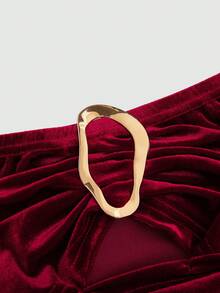 Sweetra Valentine Plus Size Women Velvet Strapless Bodycon Mini Dress - Burgundy - View 8