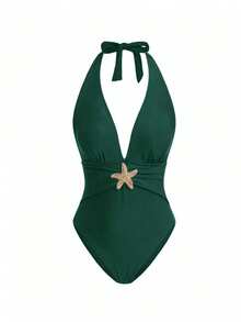 Swim Oasis Sunner Vacation Elegant Romantic Starfish Decor One-Piece Swimsuit Premium Set
