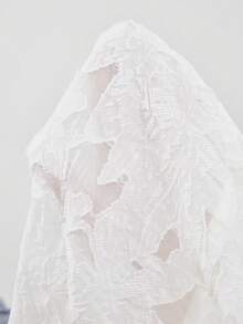 Florisole Áo khoác blazer nữ thêu ren phong cách Bohemian thường ngày có cà vạt đính cườm, phù hợp cho mùa xuân, hè, thu - Màu be - Xem 12